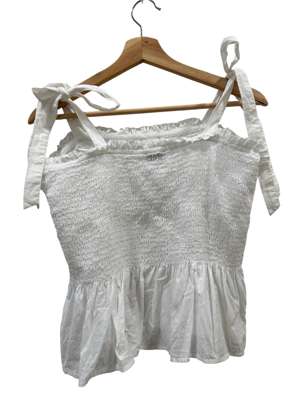 J. Crew White Smocked Top with Tie Straps - Picture 3 of 5